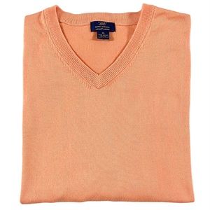 BROOKS BROTHERS 346 SUPIMA COTTON V-NECK SWEATER ORANGE SIZE XL